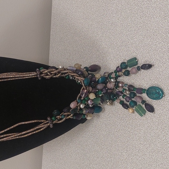 Chico's Multicolor Chunky Beaded Statement Bib DrapeNecklace - Picture 17 of 17